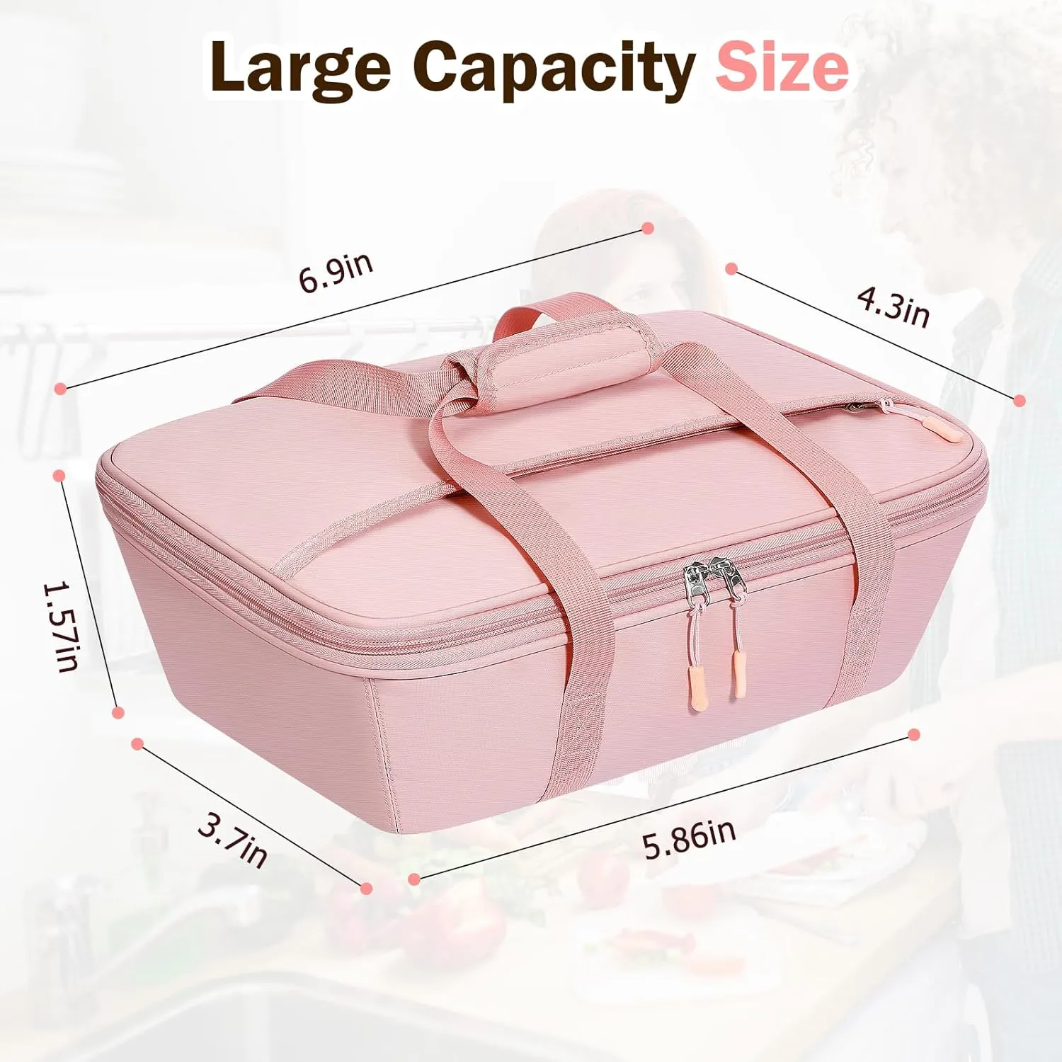Insulated Food Delivery Bag, Cooler Bags Insulated, Pizza Delivery Bag for Hot and Cold Food, Large Capacity Reusable Warming Bag for Commercial Parties Personal - pink