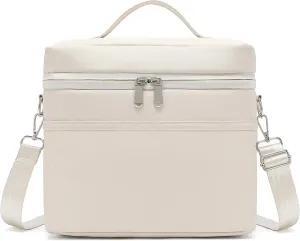 Insulated Lunch Bag for Women Adult Lunch Box Lightweight Waterproof Lunchbox Soft Cooler Reusable Lunch Bags for Work(Cream, Medium)