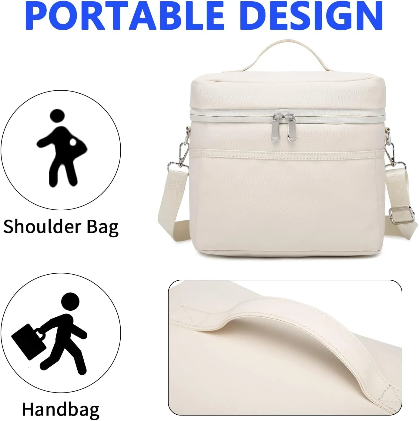 Insulated Lunch Bag for Women Adult Lunch Box Lightweight Waterproof Lunchbox Soft Cooler Reusable Lunch Bags for Work(Cream, Medium)