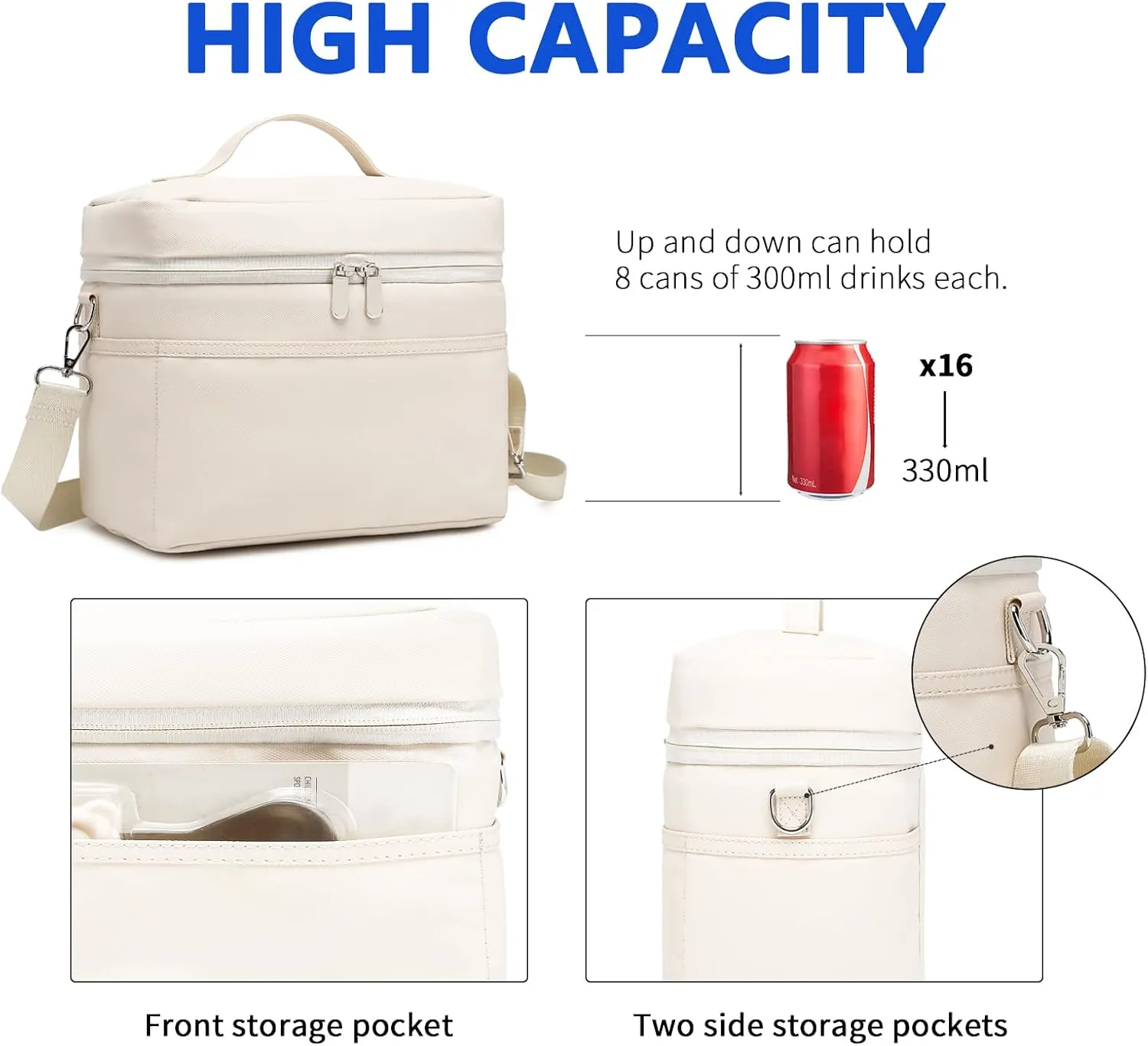 Insulated Lunch Bag for Women Adult Lunch Box Lightweight Waterproof Lunchbox Soft Cooler Reusable Lunch Bags for Work(Cream, Medium)