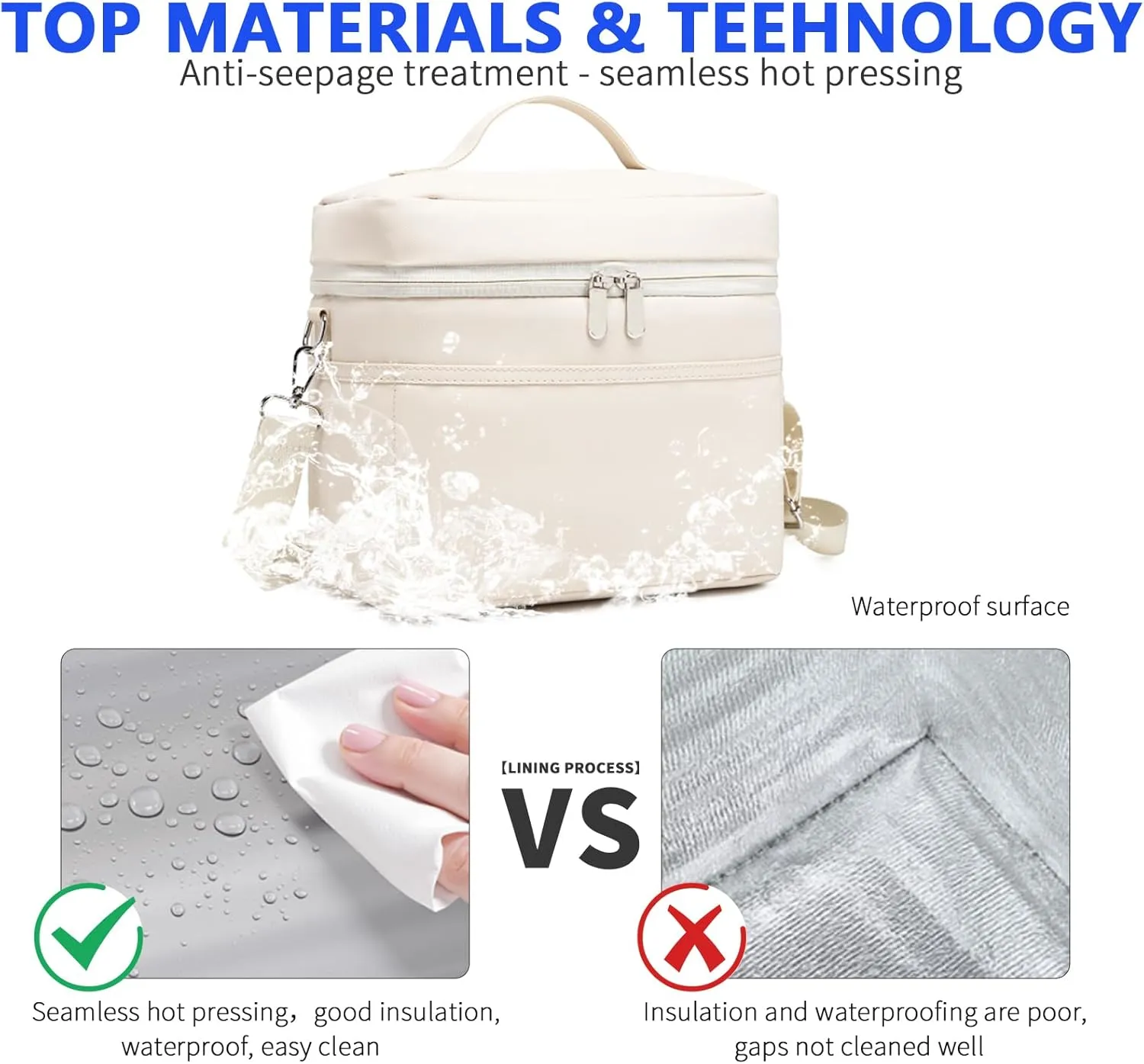 Insulated Lunch Bag for Women Adult Lunch Box Lightweight Waterproof Lunchbox Soft Cooler Reusable Lunch Bags for Work(Cream, Medium)