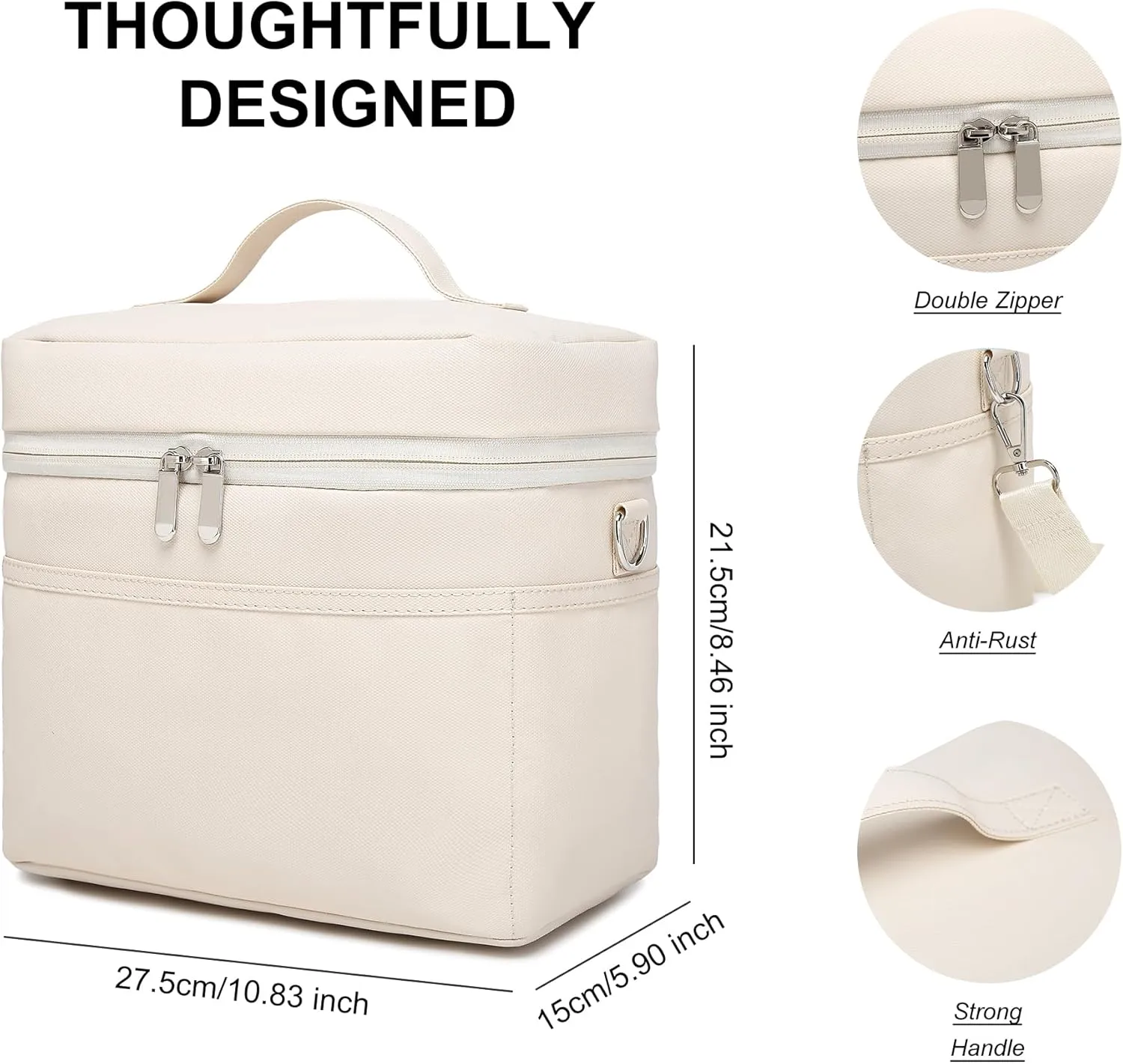 Insulated Lunch Bag for Women Adult Lunch Box Lightweight Waterproof Lunchbox Soft Cooler Reusable Lunch Bags for Work(Cream, Medium)