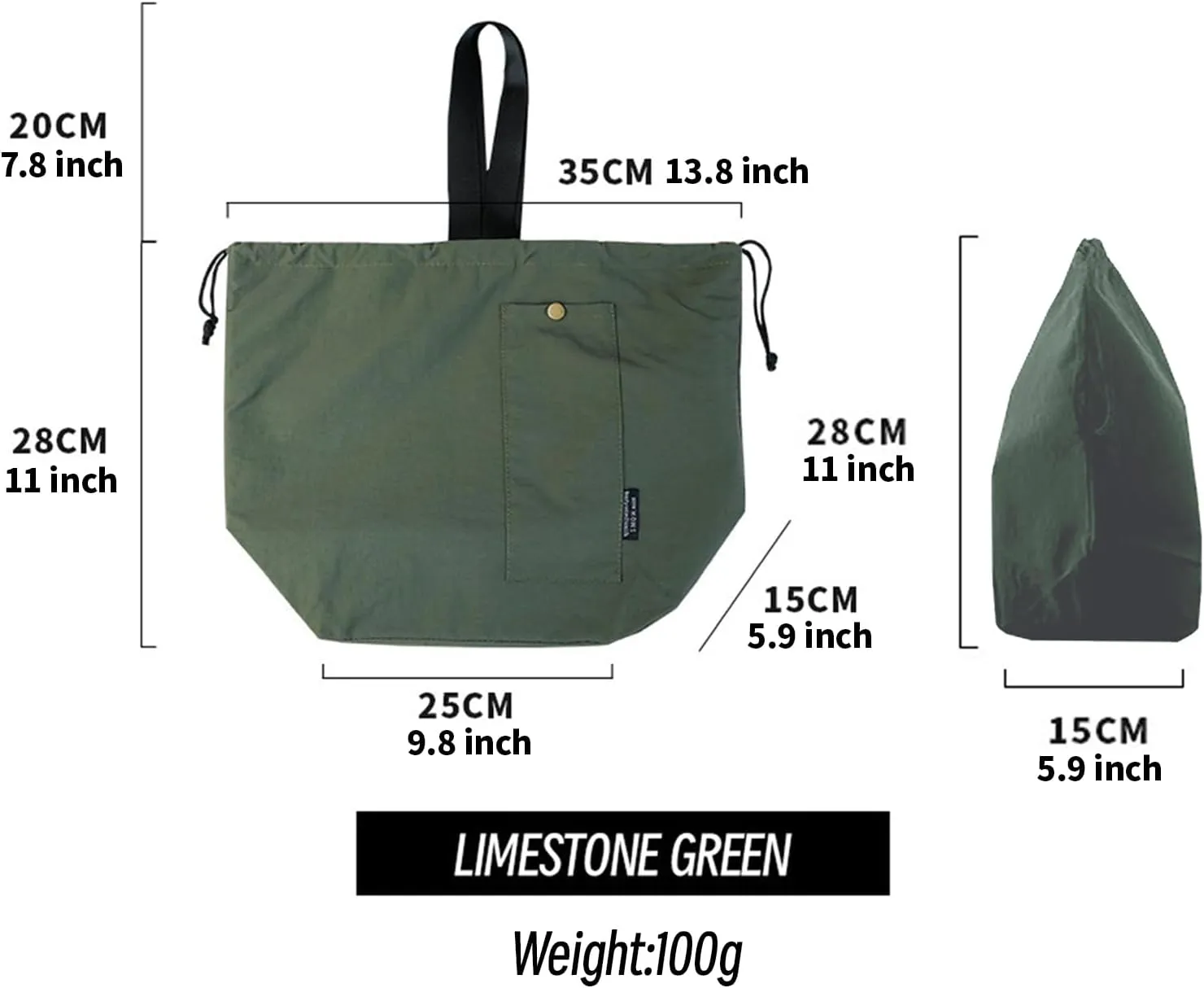 Insulated Lunch Bag for Women, Waterproof Foldable Lightweight Lunch Box with Drawstring Closure for Men, Cooler Tote Bag for Adult Work Office (Limestone Green)