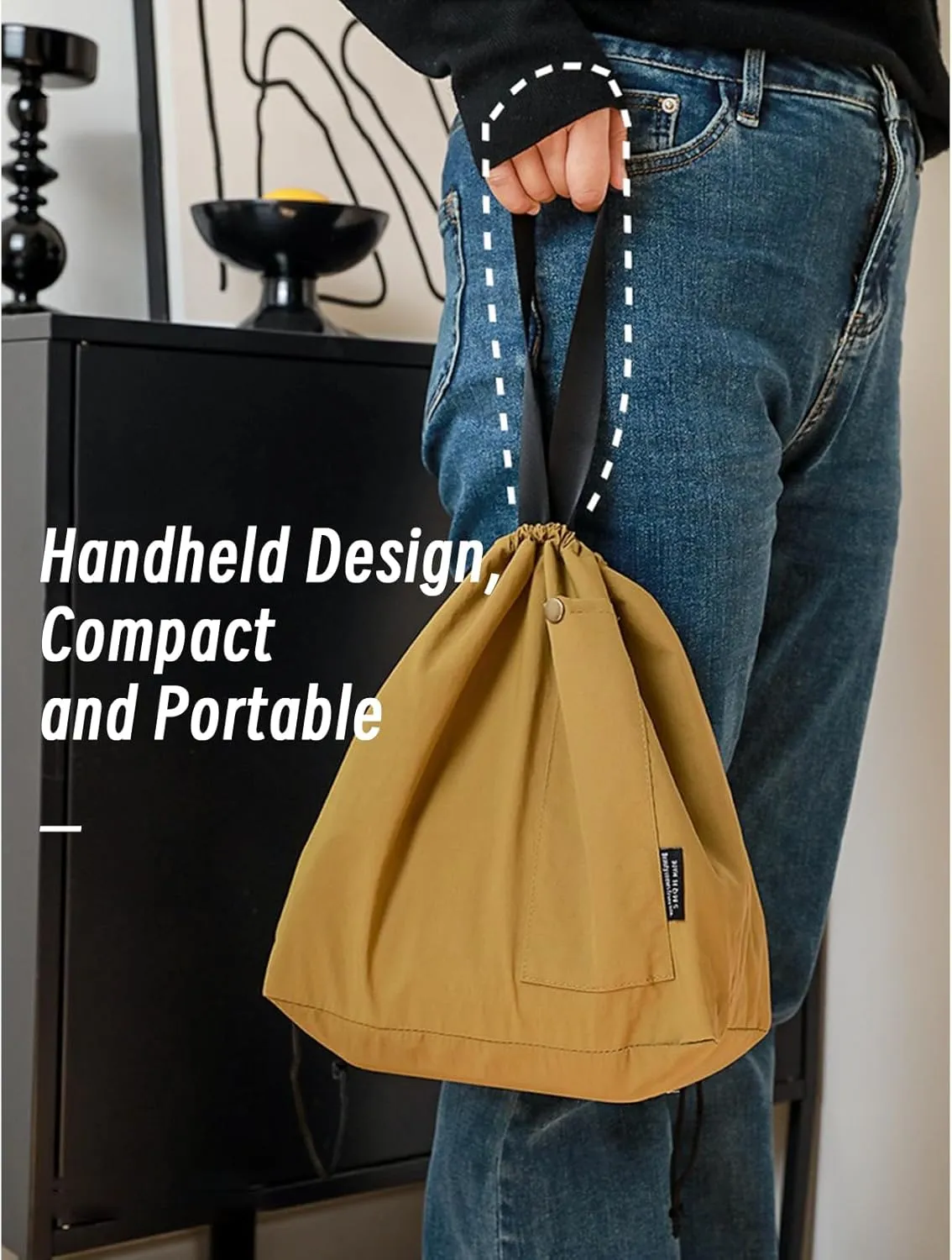 Insulated Lunch Bag for Women, Waterproof Foldable Lightweight Lunch Box with Drawstring Closure for Men, Cooler Tote Bag for Adult Work Office (Limestone Green)
