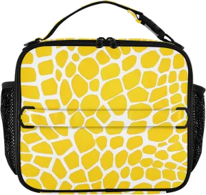 Insulated Lunch Bag Lunch box Cooler Bag for Women Men Yellow Lizard Skin Reusable Portable with Shoulder Strap