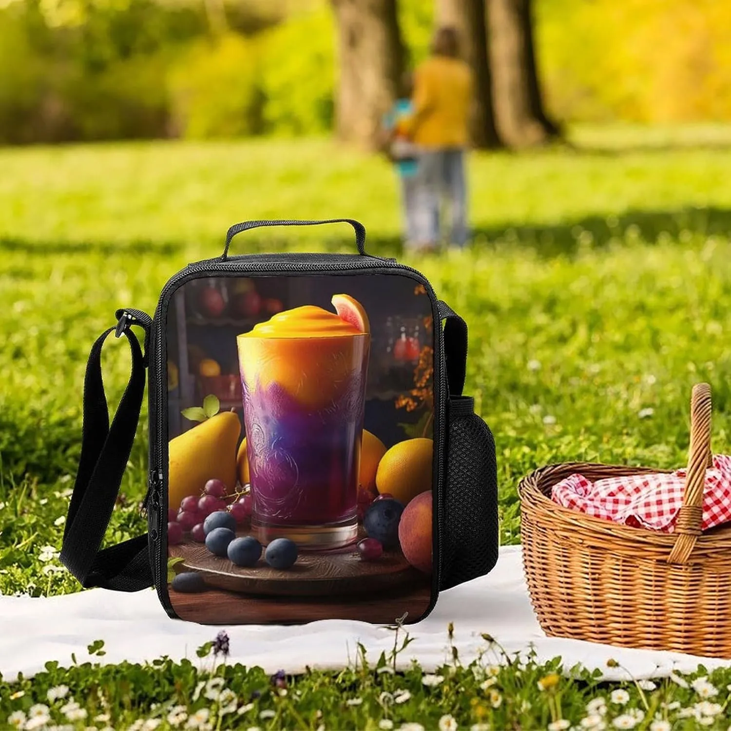Insulated Lunch Bag Lunch Box for Women Men Mango Smoothie Lunch Tote Bags for Work Office