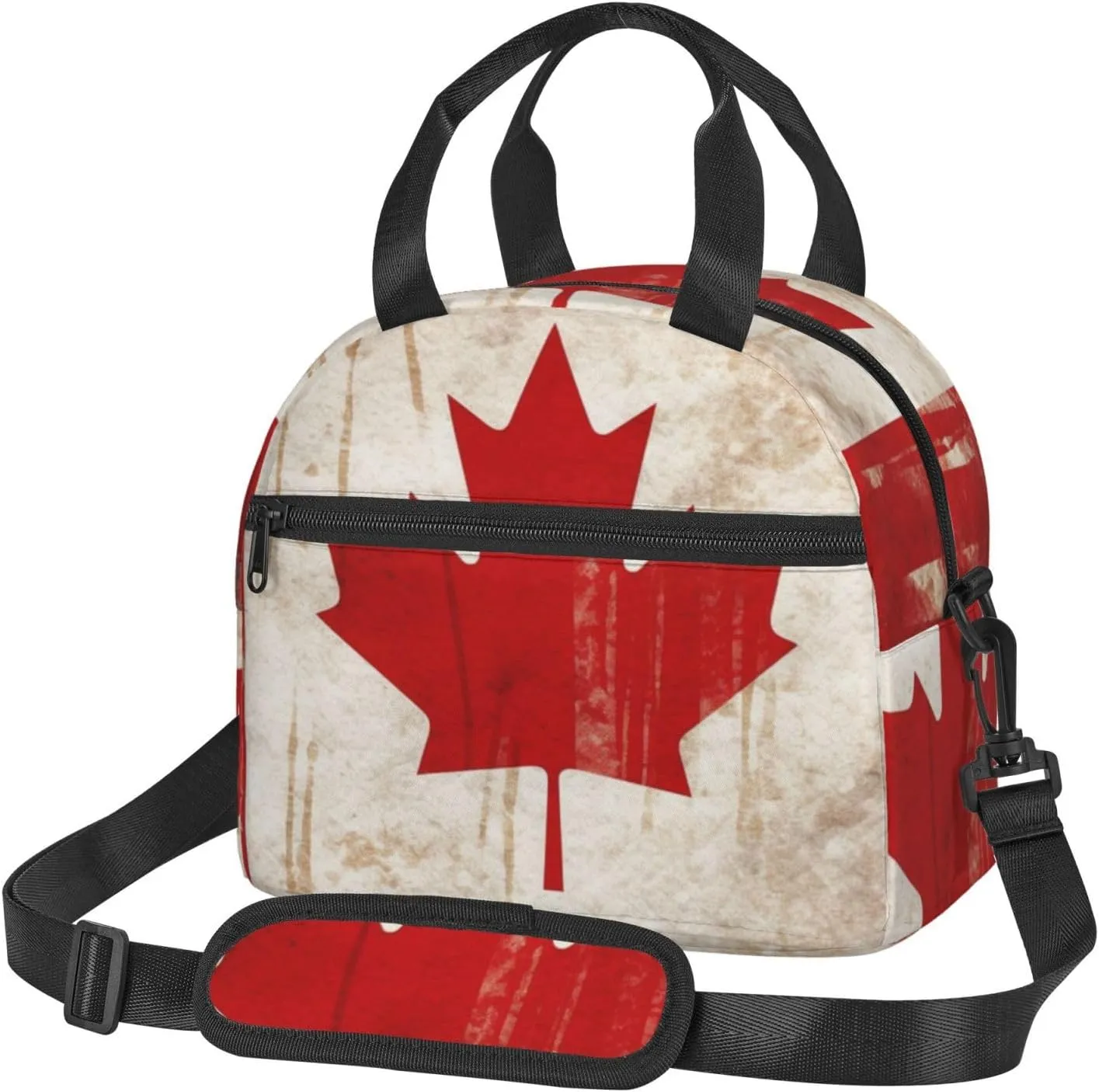 Insulated Lunch Bags for Women Men Reusable Lunch Box with Adjustable Shoulder Strap Retro Canada Flag Cooler Bag Large Lunch Tote Bag Leakproof Lunchbox for Office Travel