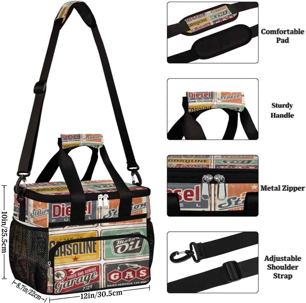 Insulated Lunch Bags for Women Men Unique Indicator Pattern Adult Large Reusable Cooler Tote Bag with Adjustable Shoulder Strap Lunch Box for Office, Picnic, Hiking, Beach