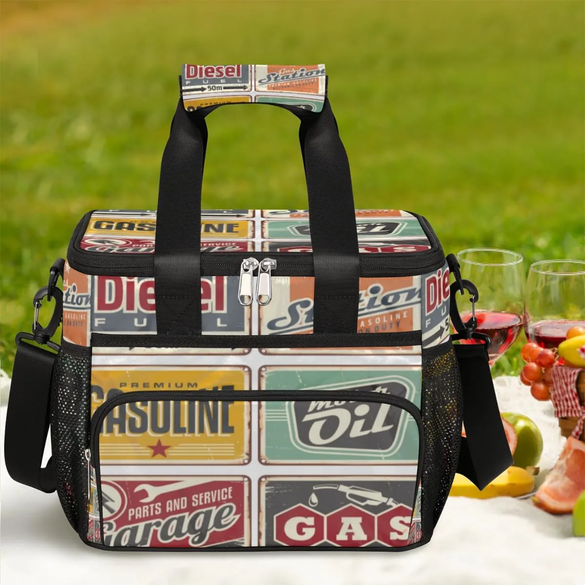 Insulated Lunch Bags for Women Men Unique Indicator Pattern Adult Large Reusable Cooler Tote Bag with Adjustable Shoulder Strap Lunch Box for Office, Picnic, Hiking, Beach