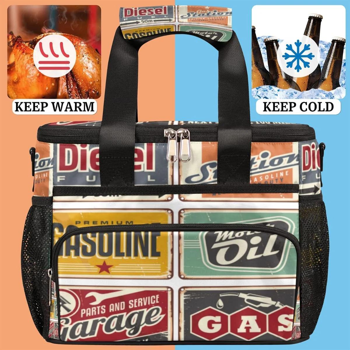 Insulated Lunch Bags for Women Men Unique Indicator Pattern Adult Large Reusable Cooler Tote Bag with Adjustable Shoulder Strap Lunch Box for Office, Picnic, Hiking, Beach