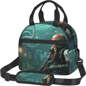 Insulated Lunch Bags for Women Reusable Lunch Box for Office Travel Thermal Lunchbox Cool Octopus Diver Lunch Tote Bags Leakproof Cooler Bag for Men Large Capacity Meal Bag