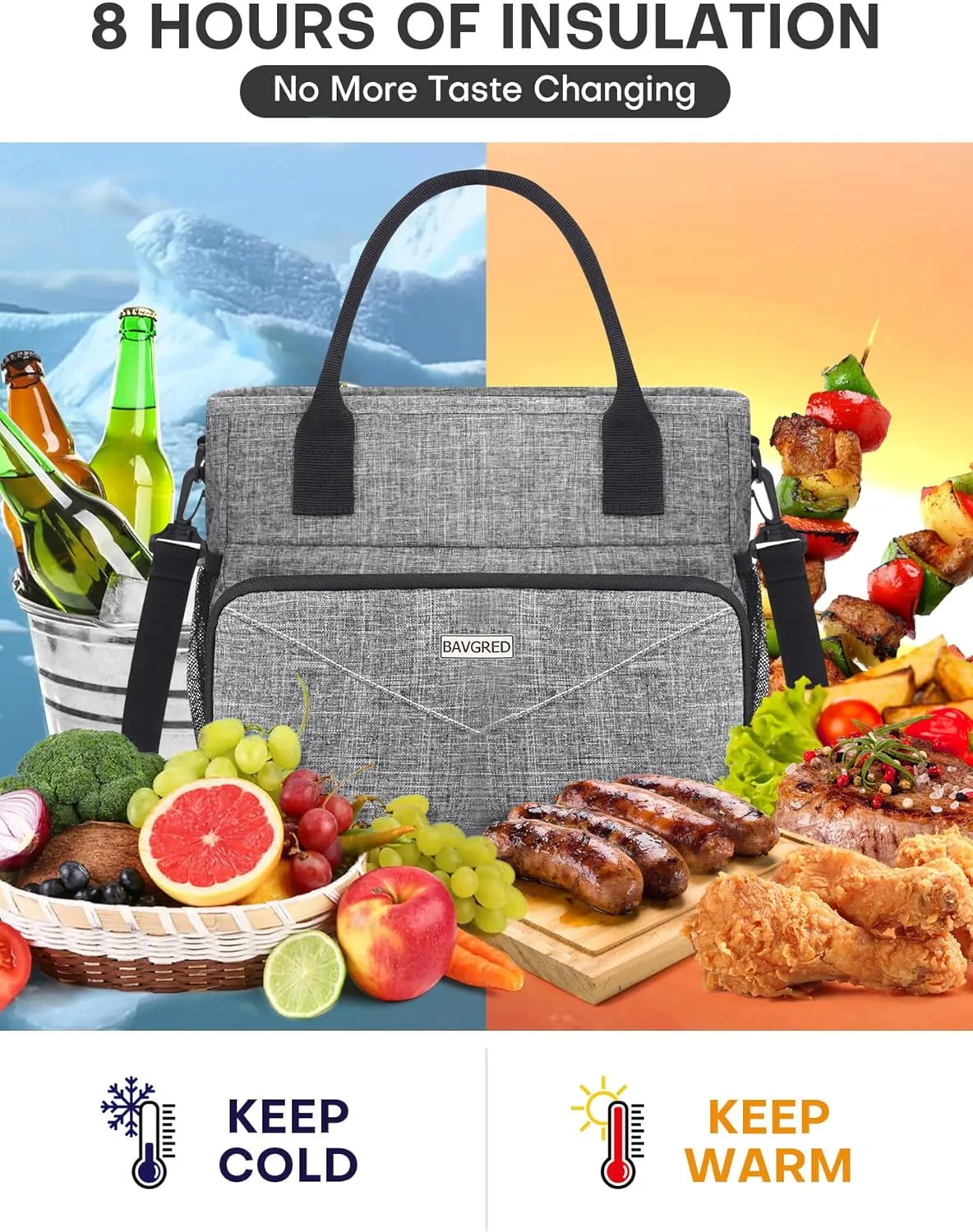 Insulated Lunch Bags, Large Capacity Leakproof Cooler Bag, Women Lunch Tote Bag with Shoulder Strap, Adult Lunch Box for Work Picnic Beach