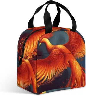 Insulated Lunch Bags Orange Red Phoenix Lunch Bag for Women Men Insulated Lunch Box for Work Picnic Travel