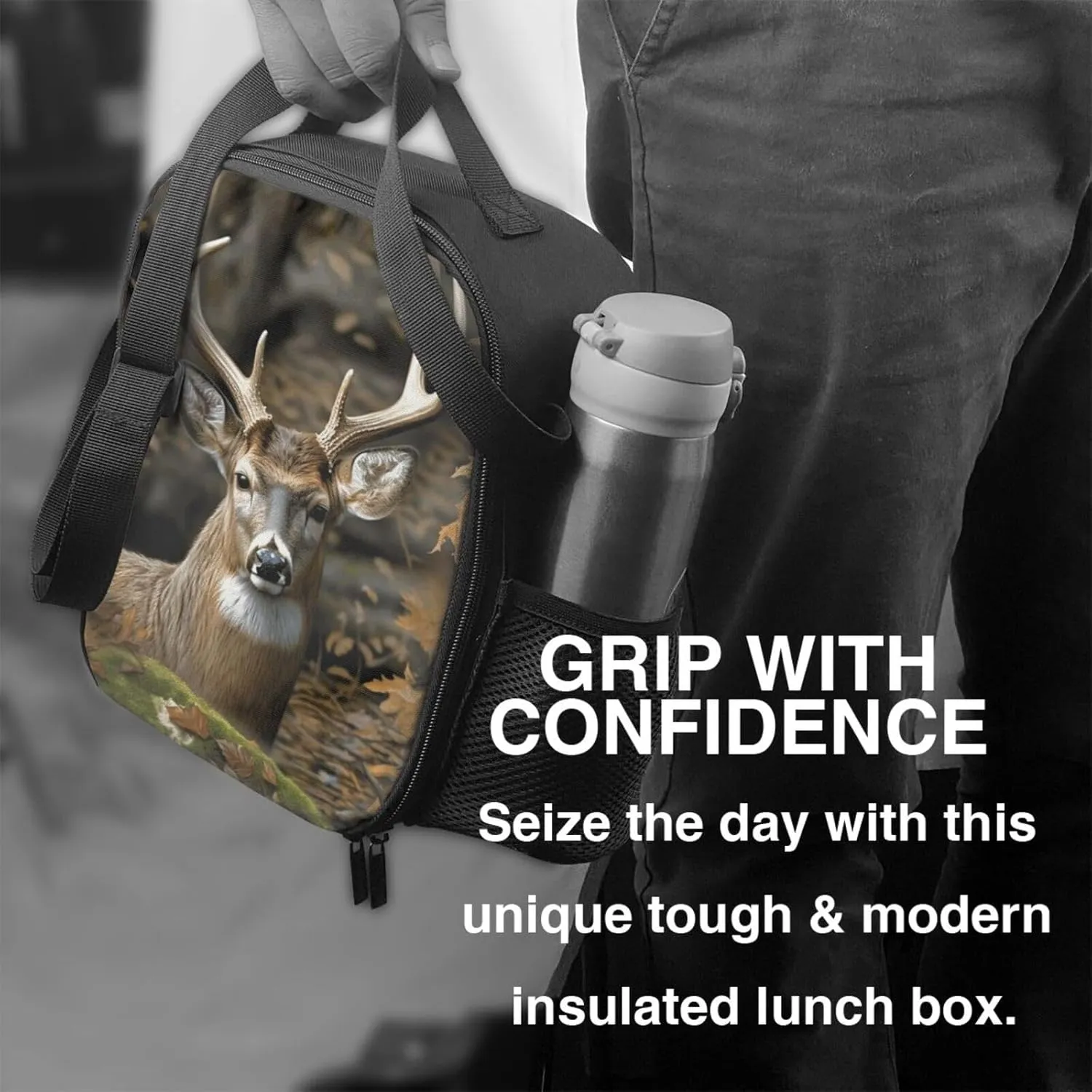 Insulated Lunch box for Men Women Reusable Lunch Bag Camouflage Deer Cooler Tote Bags for Work Picnic