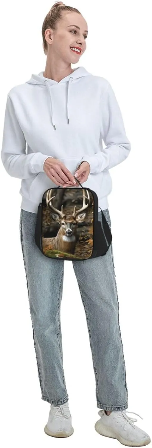 Insulated Lunch box for Men Women Reusable Lunch Bag Camouflage Deer Cooler Tote Bags for Work Picnic