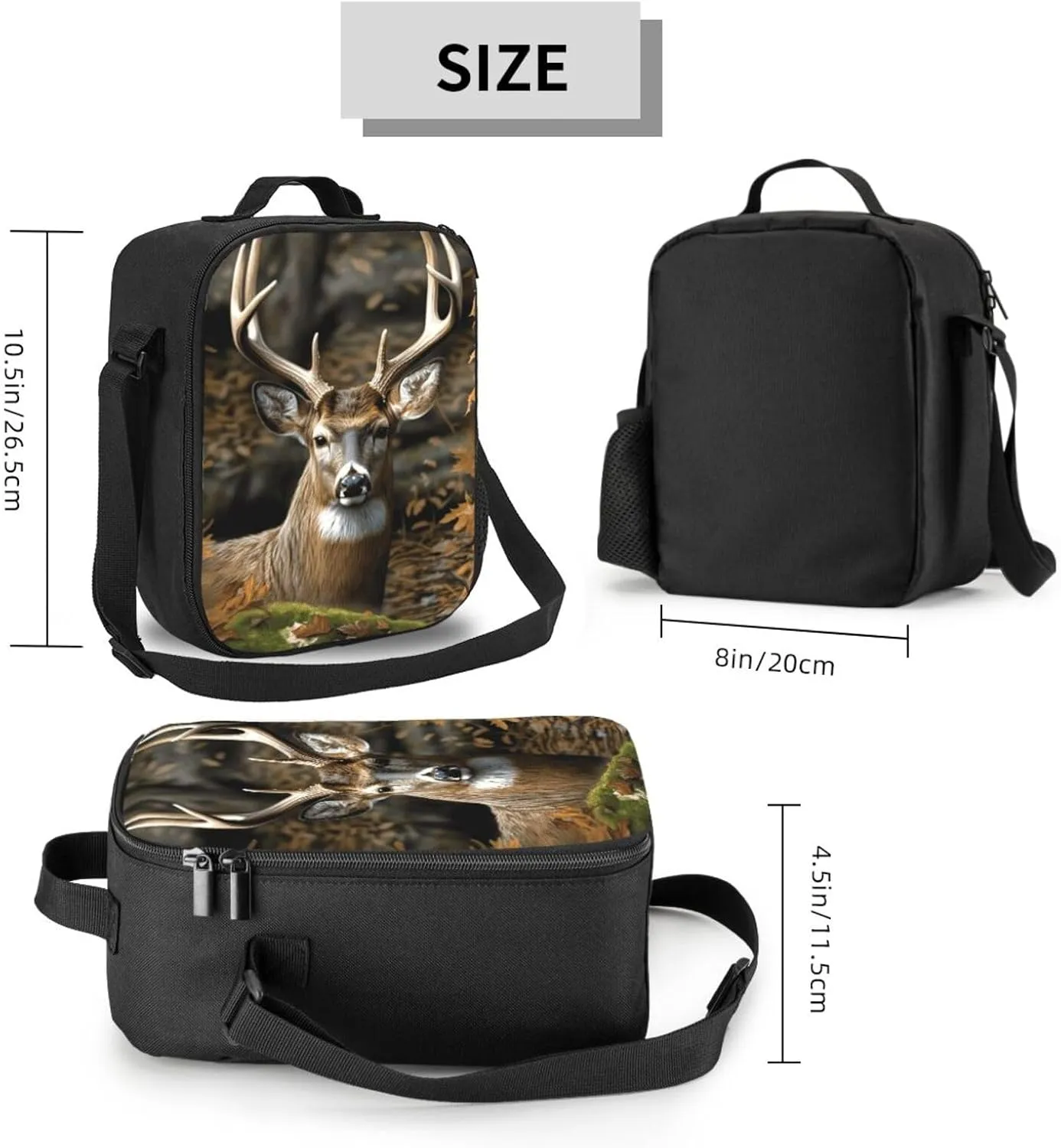 Insulated Lunch box for Men Women Reusable Lunch Bag Camouflage Deer Cooler Tote Bags for Work Picnic
