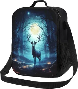 Insulated Lunch box for Men Women Reusable Lunch Bag Moonlight deer Cooler Tote Bags for Work Picnic