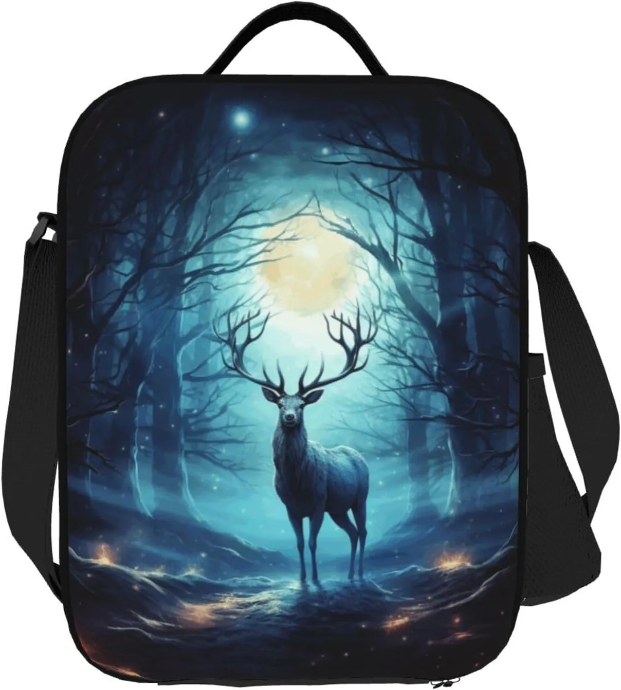 Insulated Lunch box for Men Women Reusable Lunch Bag Moonlight deer Cooler Tote Bags for Work Picnic