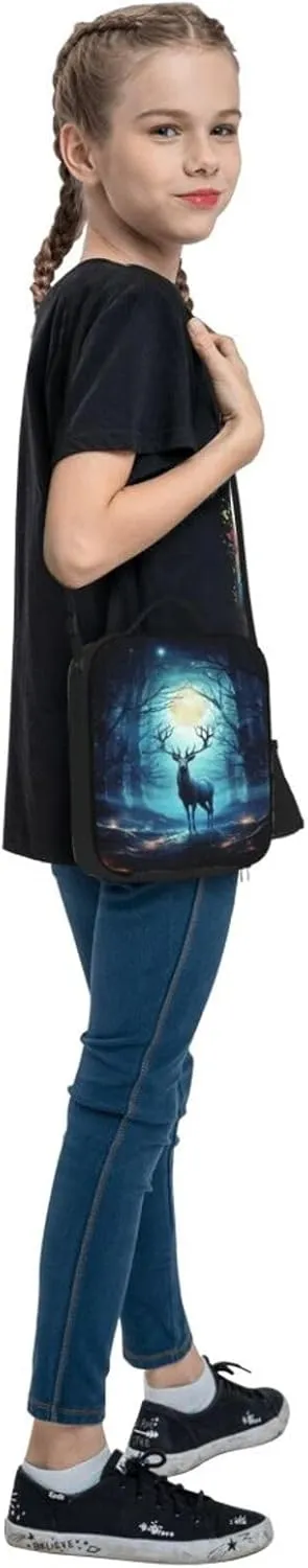 Insulated Lunch box for Men Women Reusable Lunch Bag Moonlight deer Cooler Tote Bags for Work Picnic