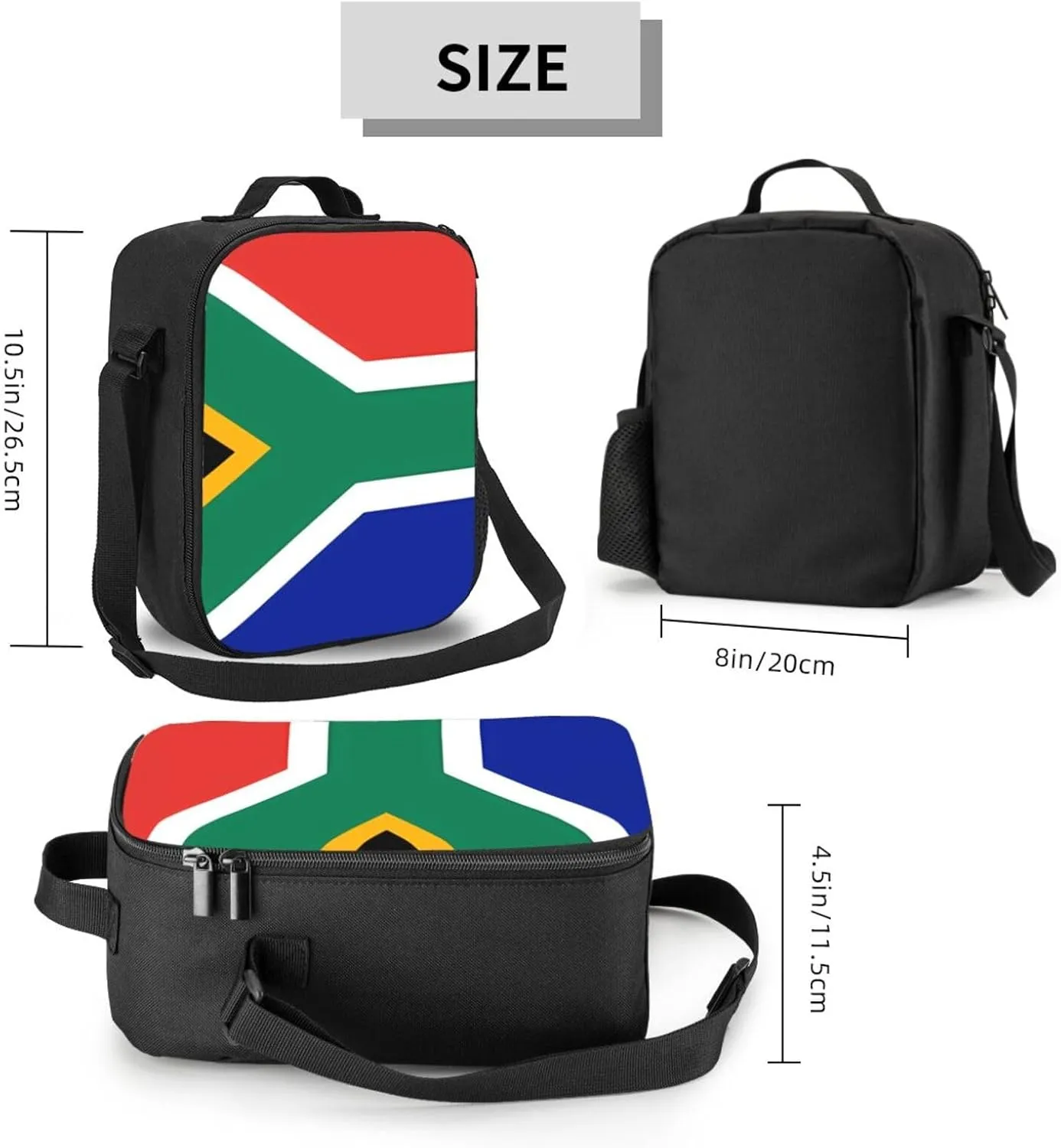 Insulated Lunch box for Men Women Reusable Lunch Bag South Africa flag Cooler Tote Bags for Work Picnic