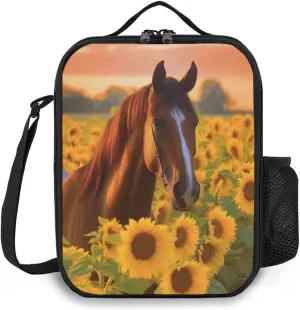 Insulated Lunch Box Horse Lunch Bag for Women & Men Small Leakproof Cooler Food Lunch Containers Reusable Large Capacity Lunch Tote Bags with Shoulder Strap for Work Travel Picnic