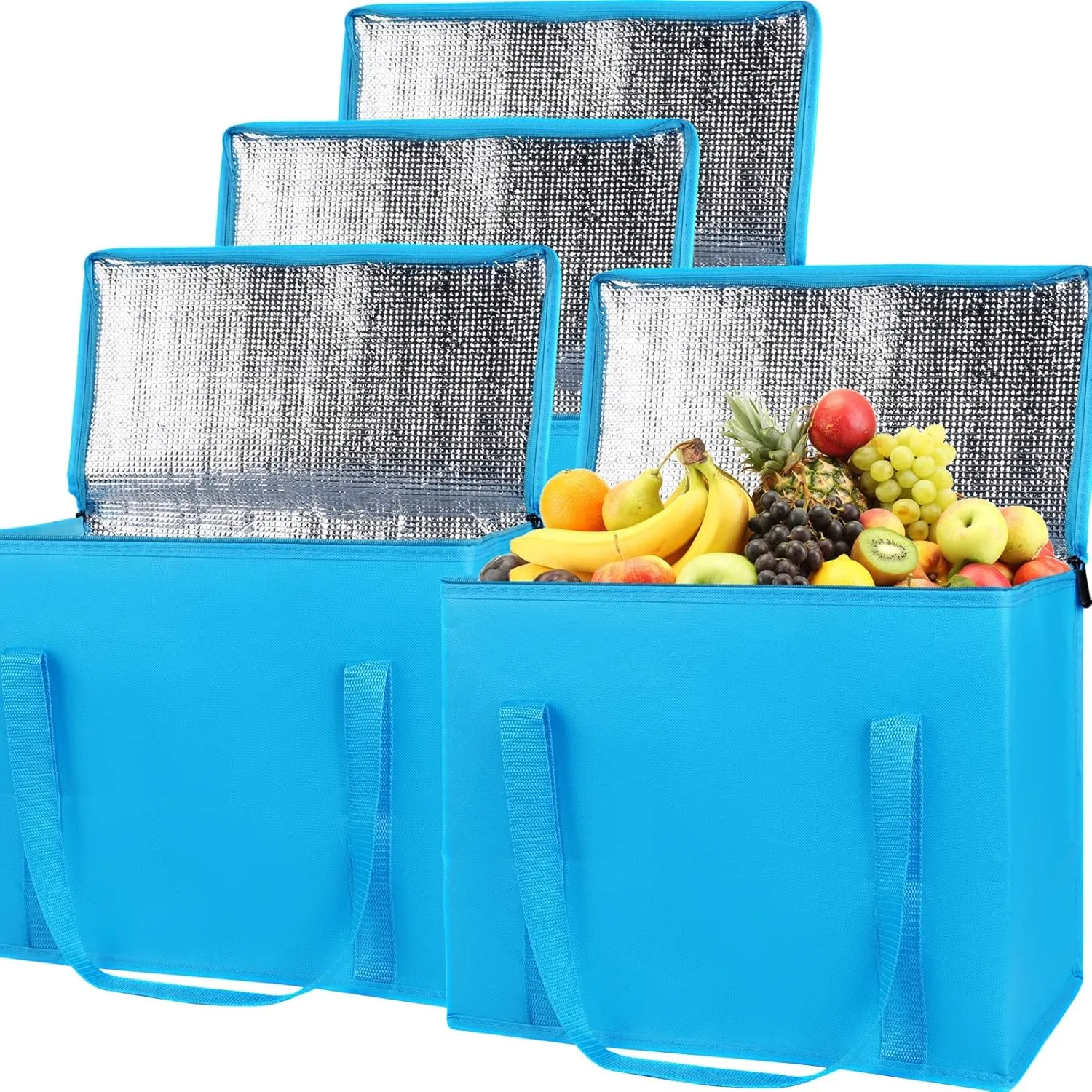 Insulated Reusable Grocery Shopping Bags, 4 Packs