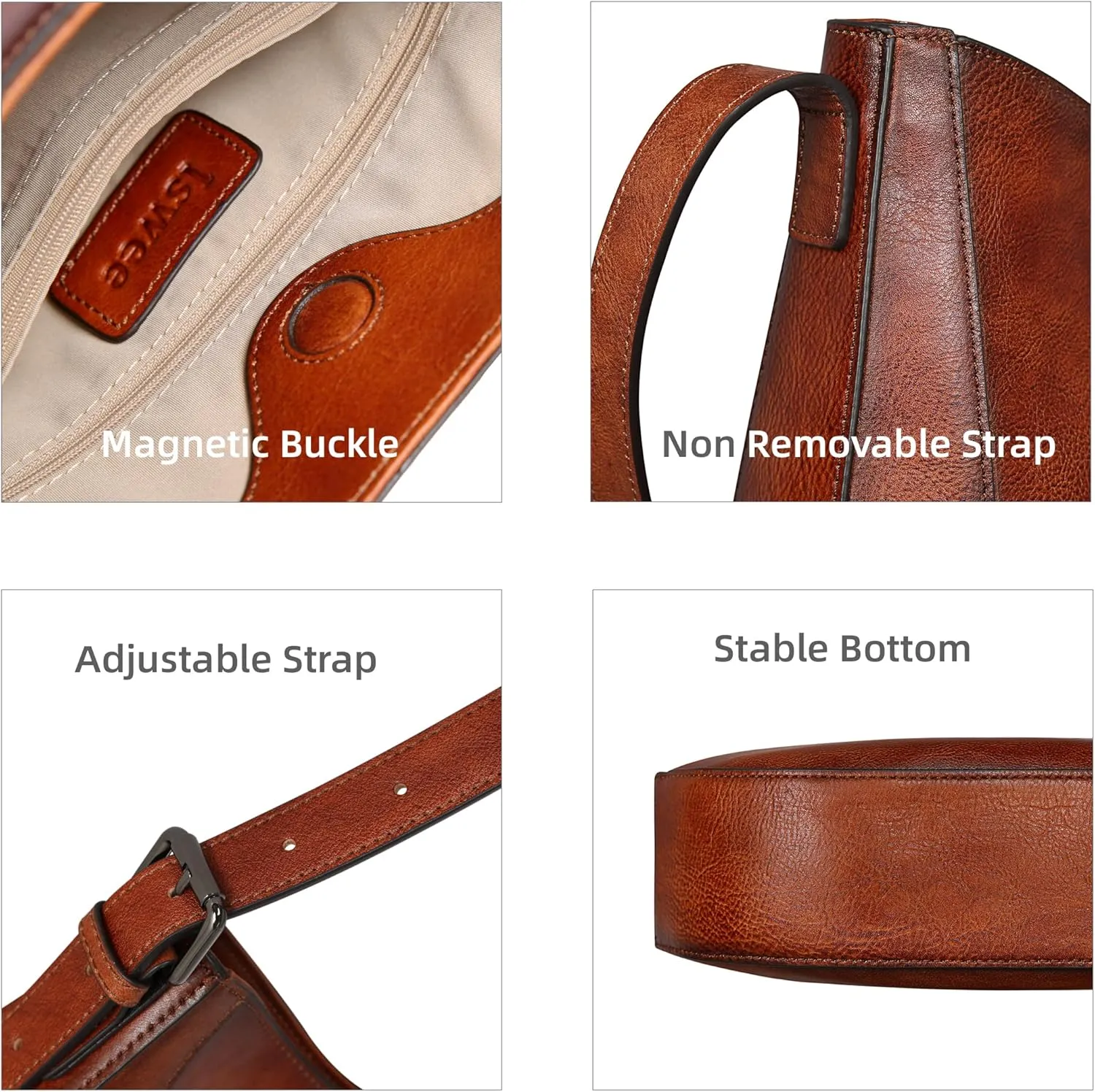 Iswee Leather Purses for Women Hobo Bags Designer Crossbody Bag Vintage Women’s Shoulder Handbags Work Purse
