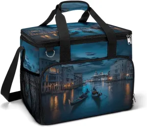 Italy Venice Grand Canal at Night Large Lunch Bag Soft Cooler Bag Insulated Thermal Bag Reusable Grocery Bags for Office Picnic Beach