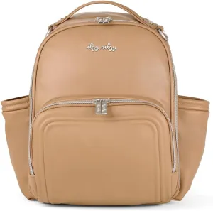 Itzy Ritzy Mini Diaper Bag Backpack – Chic, Compact Mini Plus Backpack with Changing Pad, 10 Pockets (6 Internal, 4 External), Grab-Top Handle & Rubber Feet (Chai)