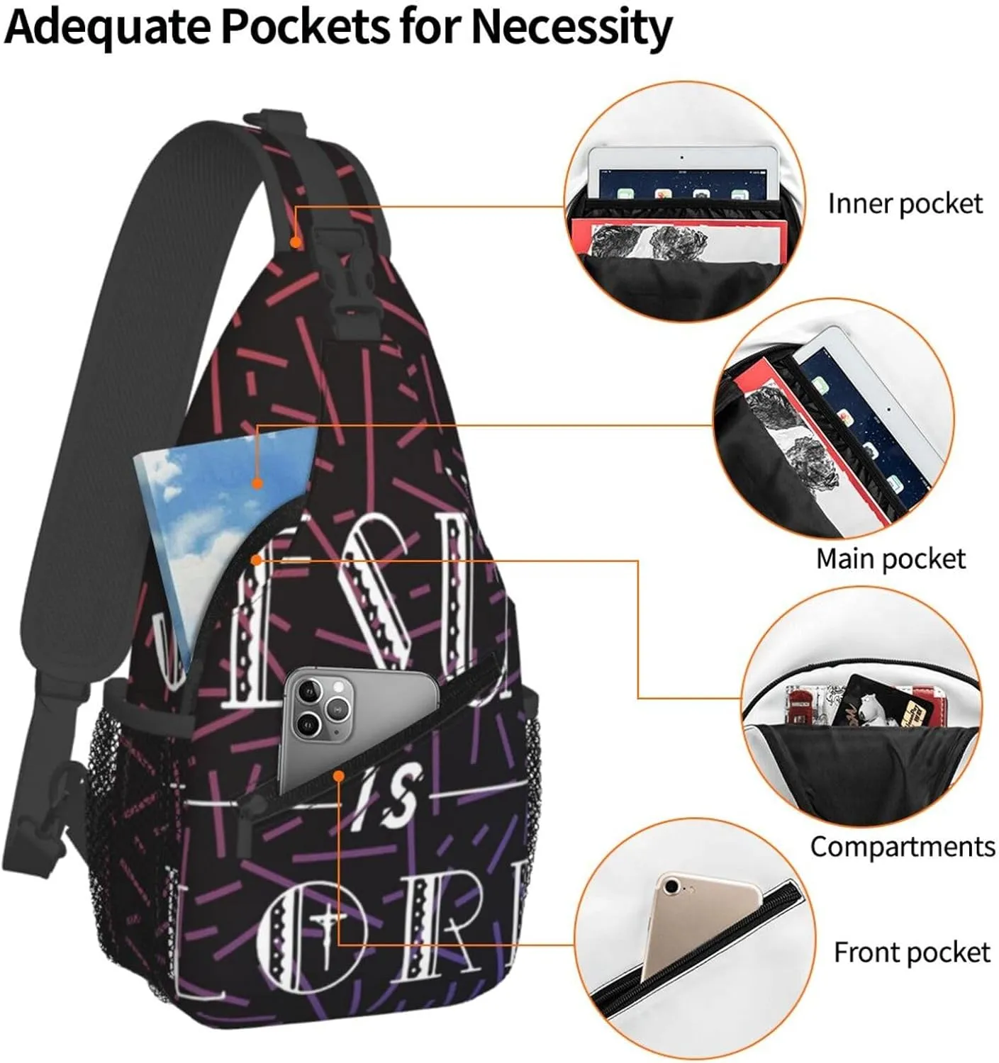 Je-Sus Is Lord Cross Small Crossbody Backpack Sling Bag For Men Women Mini One Shoulder Chest Bags Gym Sport Travel Hiking Daypack