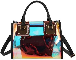 Jelly Bags Women Clear Handbags PVC Laser Transparent Waterproof Top Handle Bags Satchel Style Handbags Purse 2 Pcs Set