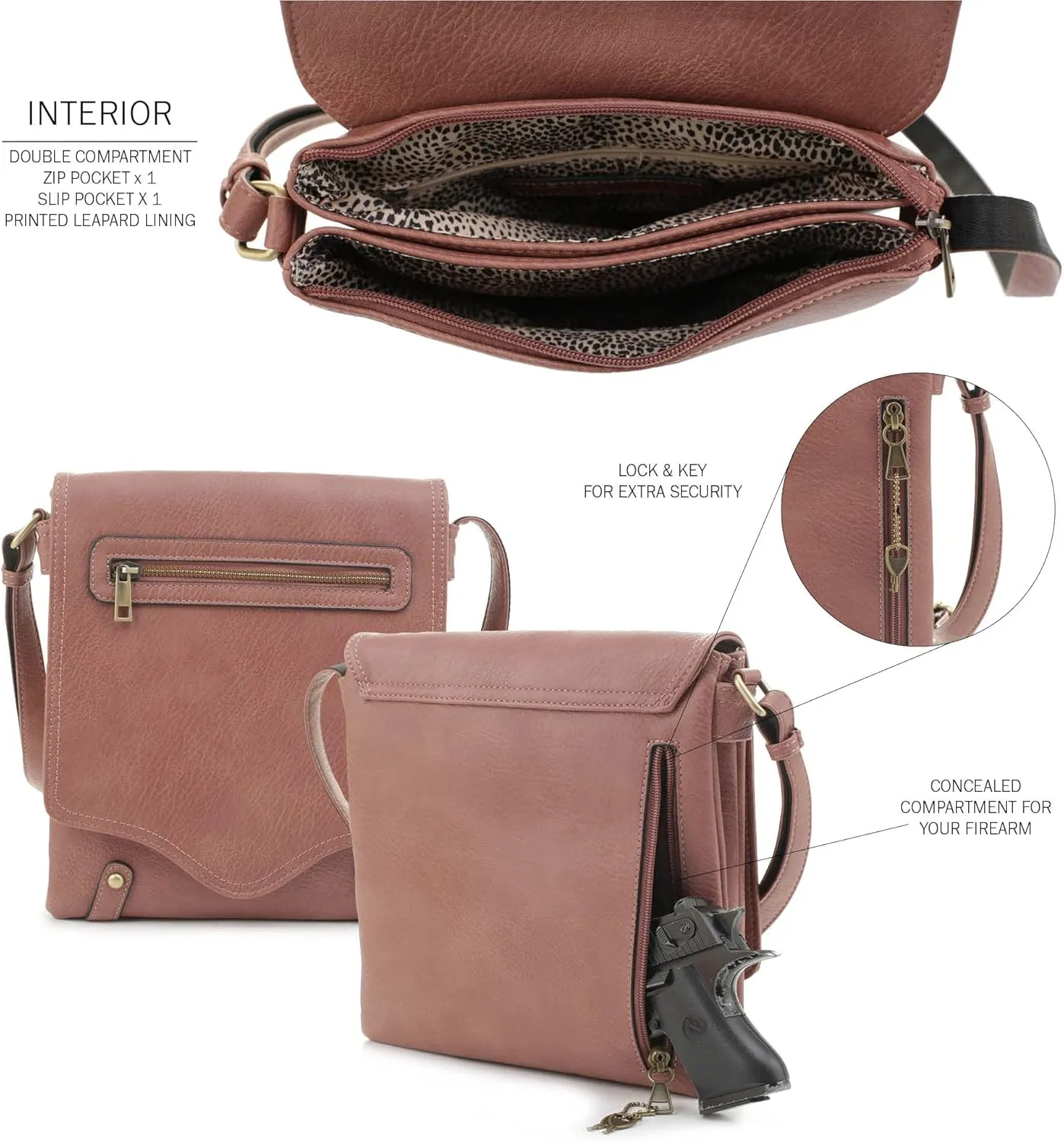 JESSIE & JAMES Cheyanne Concealed Carry Crossbody Bag with Lock and Key