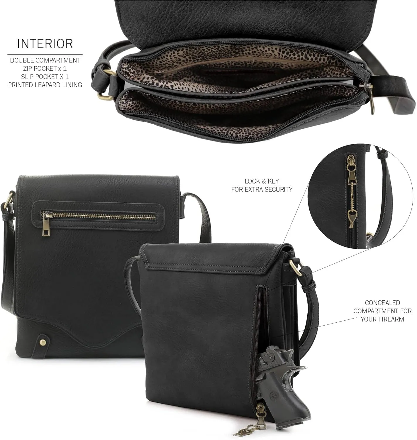 JESSIE & JAMES Cheyanne Concealed Carry Crossbody Bag with Lock and Key