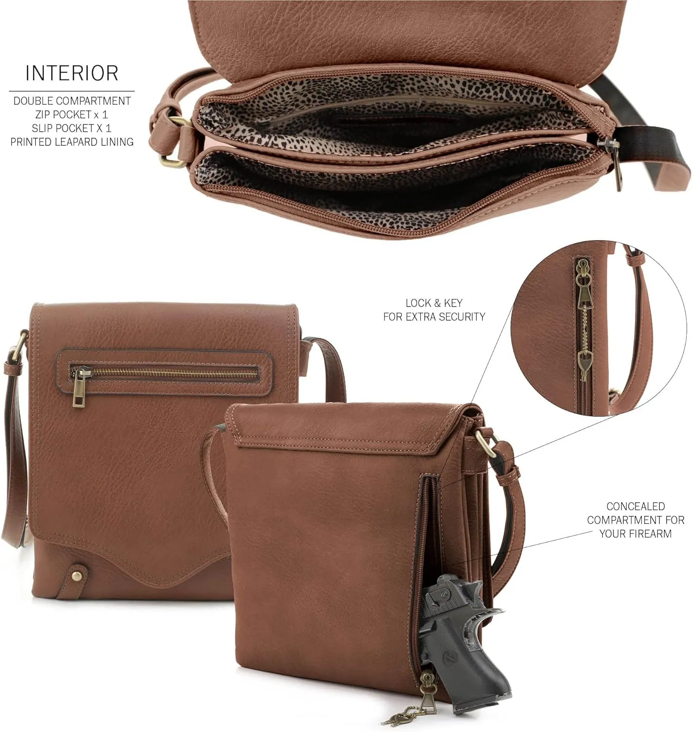 JESSIE & JAMES Cheyanne Concealed Carry Crossbody Bag with Lock and Key