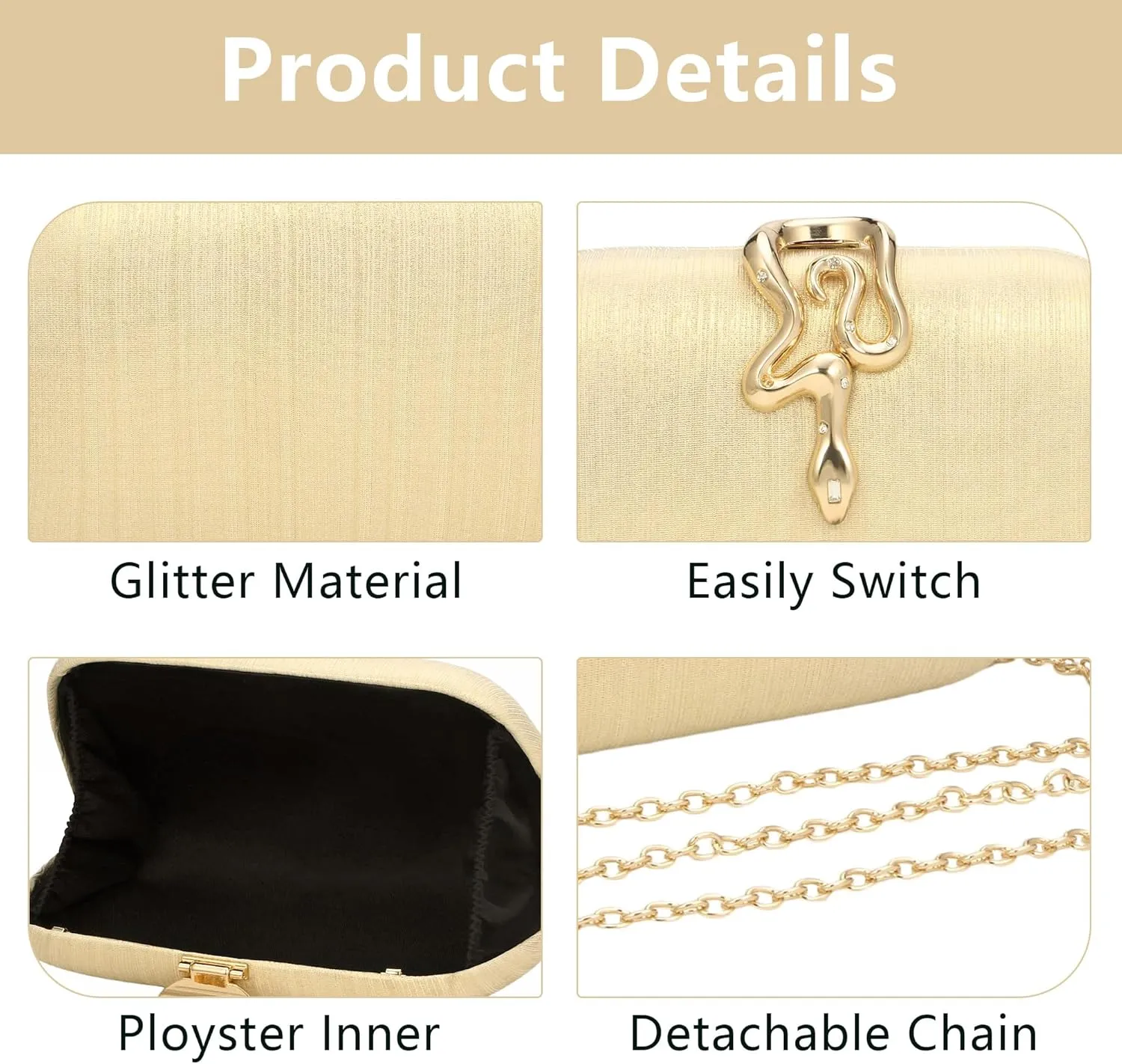 jessie Womens Evening Bags Formal Bridal Wedding Small Clutches Purses Crossbody Prom Cocktail Party Handbags