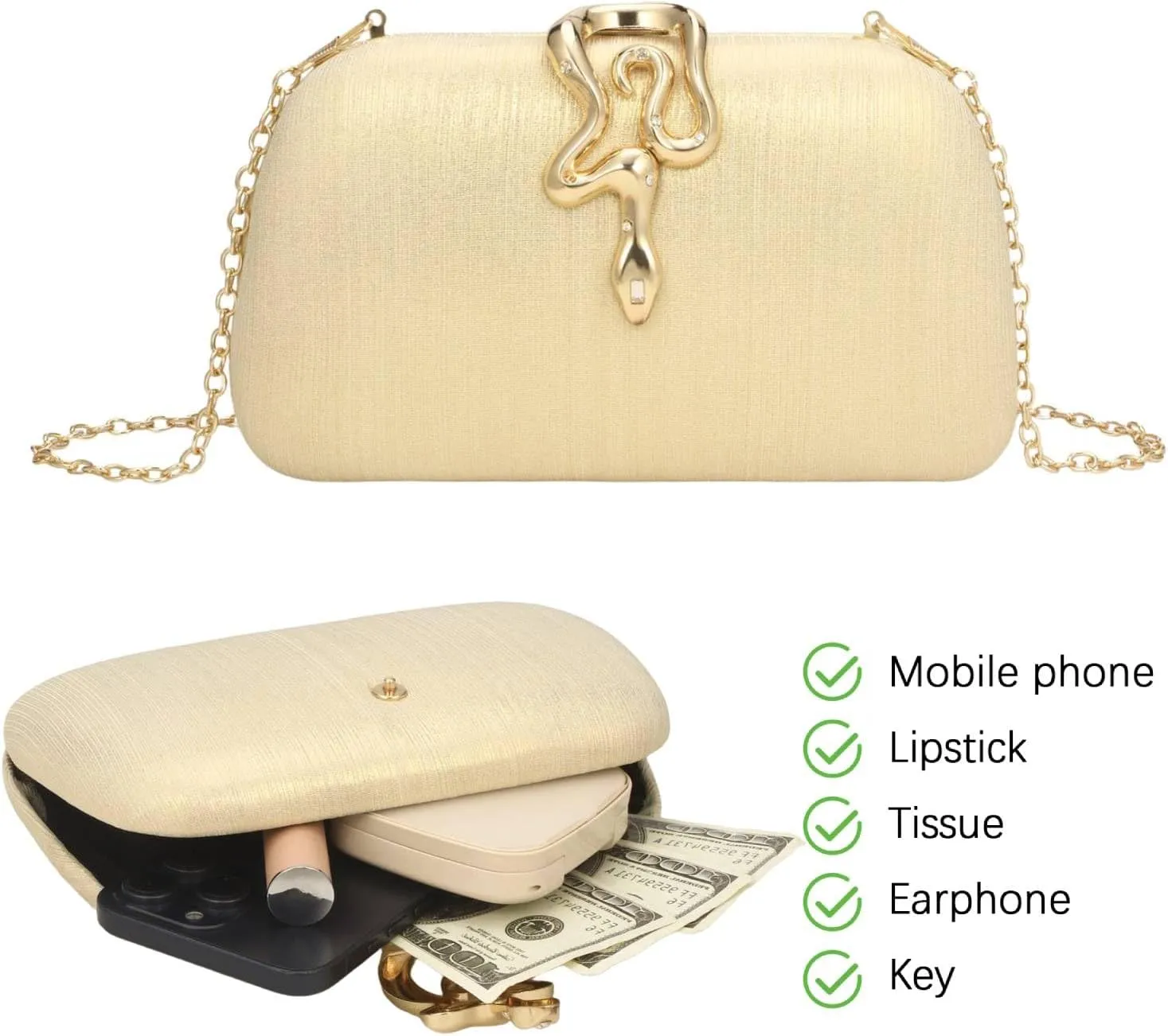 jessie Womens Evening Bags Formal Bridal Wedding Small Clutches Purses Crossbody Prom Cocktail Party Handbags