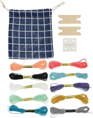 jojofuny 1 Set Weaving Cards with Shuttle and Cloth Bag Colors Embroidery Threads for DIY Crafting Durable Weaving Tools for Beginners and Enthusiasts