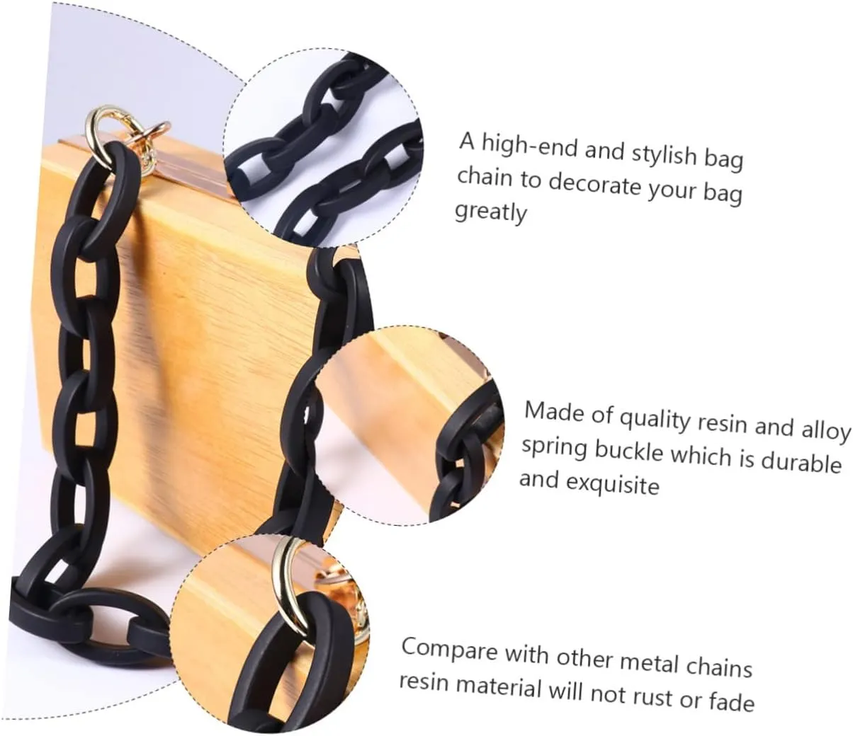 jojofuny Stylish Resin Chain Bag Accessory Short Bag Chain for Women Decorative Strap Messenger for Women