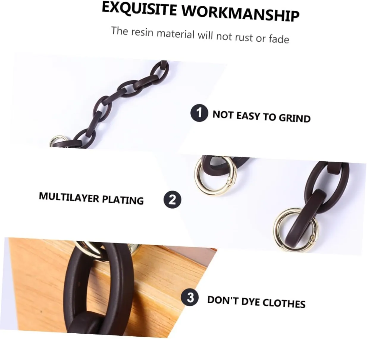 jojofuny Stylish Resin Chain Bag Accessory Short Bag Chain for Women Decorative Strap Messenger for Women