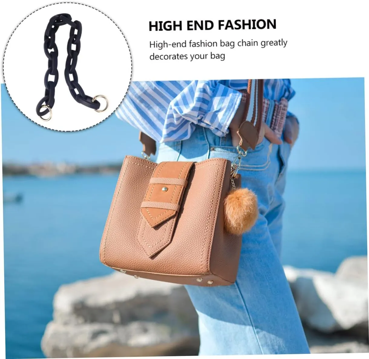 jojofuny Stylish Resin Chain Bag Accessory Short Bag Chain for Women Decorative Strap Messenger for Women