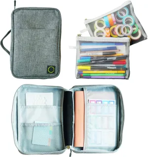 Journal Supplies Storage Case (Gray - Medium) - Custom Travel Organizer Holder for A5 Planner, Pens, Journal Supplies and Accessories (Case Only - Supplies Not Included)