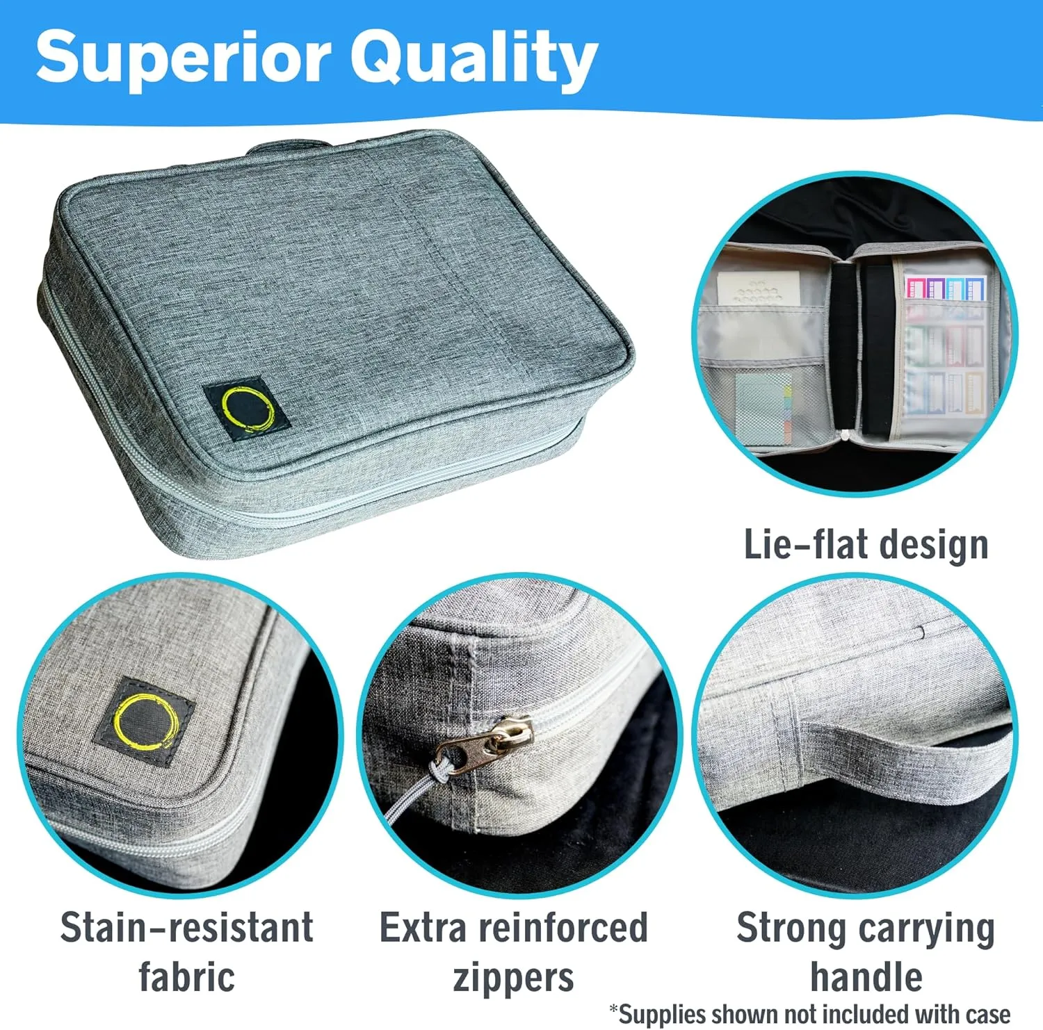 Journal Supplies Storage Case (Gray - Medium) - Custom Travel Organizer Holder for A5 Planner, Pens, Journal Supplies and Accessories (Case Only - Supplies Not Included)