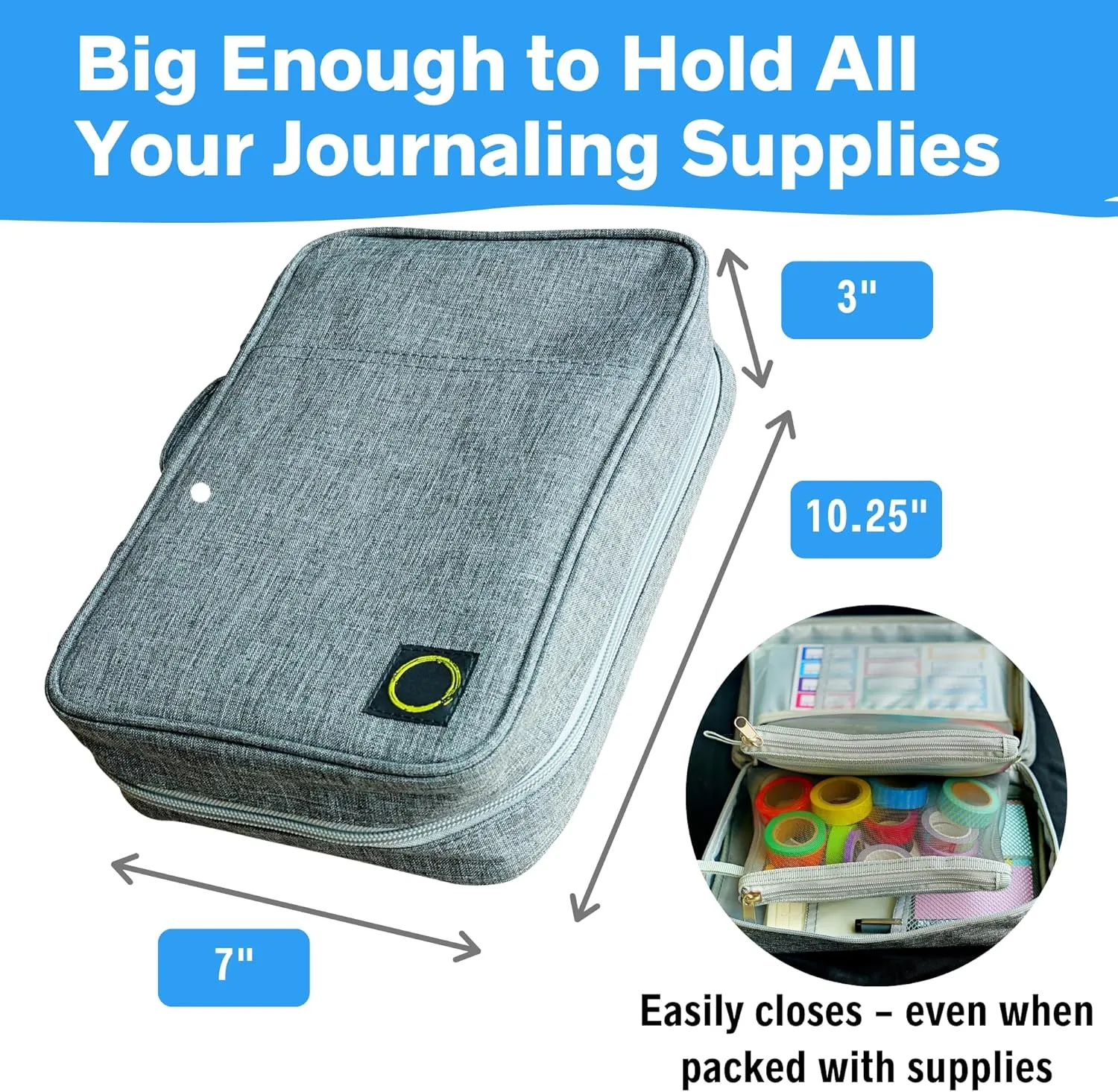 Journal Supplies Storage Case (Gray - Medium) - Custom Travel Organizer Holder for A5 Planner, Pens, Journal Supplies and Accessories (Case Only - Supplies Not Included)