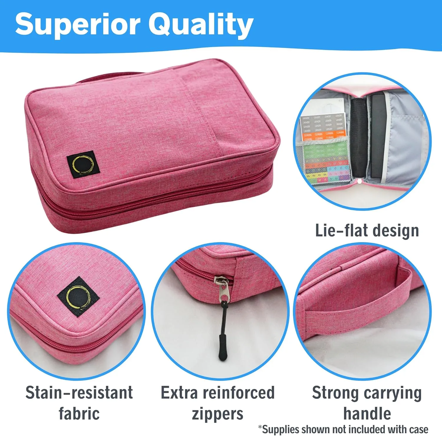 Journal Supplies Storage Case (Pink - Medium) - Custom Travel Organizer Holder for A5 Planner, Pens, Journal Supplies and Accessories (Case Only - Supplies Not Included)