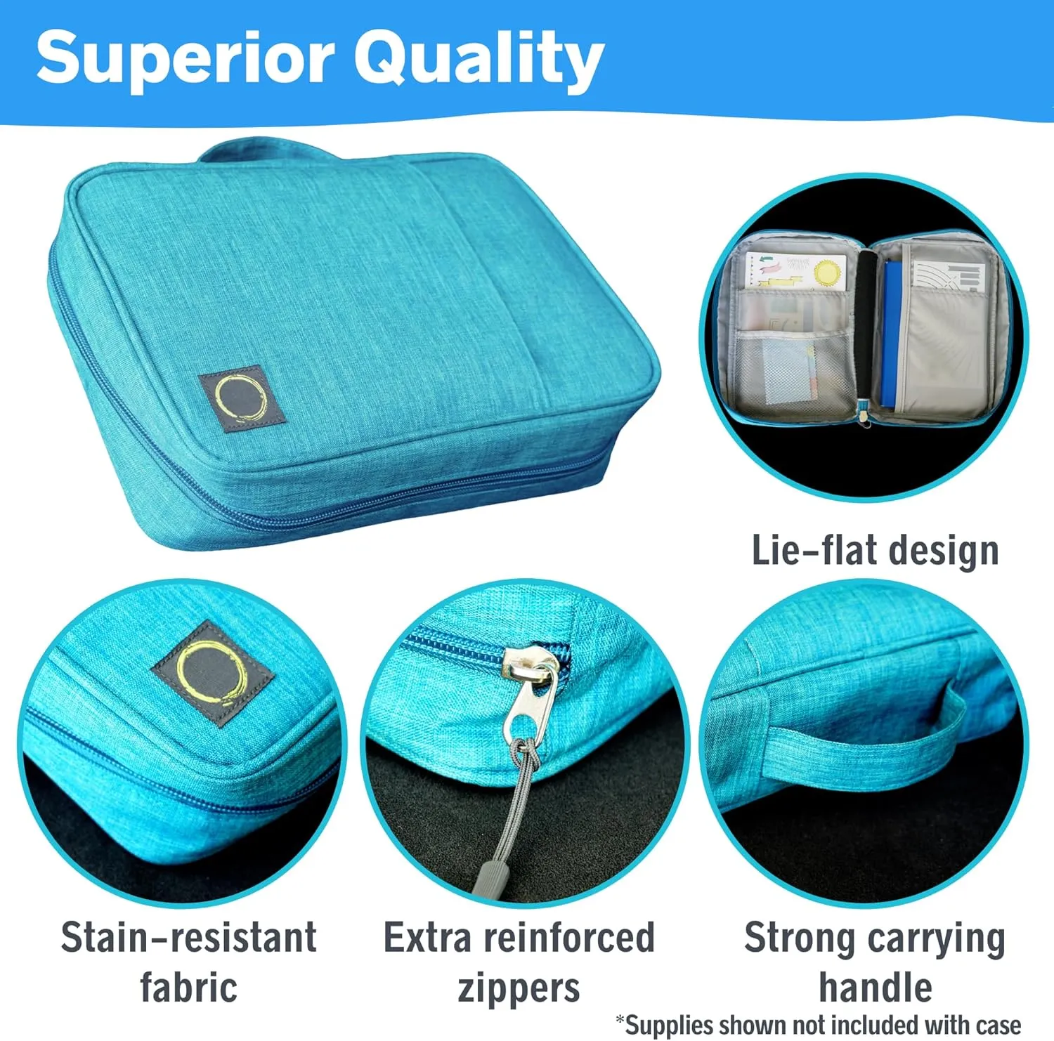 Journal Supplies Storage Case (Teal - Medium) - Custom Travel Organizer Holder for A5 Planner, Pens, Journal Supplies and Accessories (Case Only - Supplies Not Included)