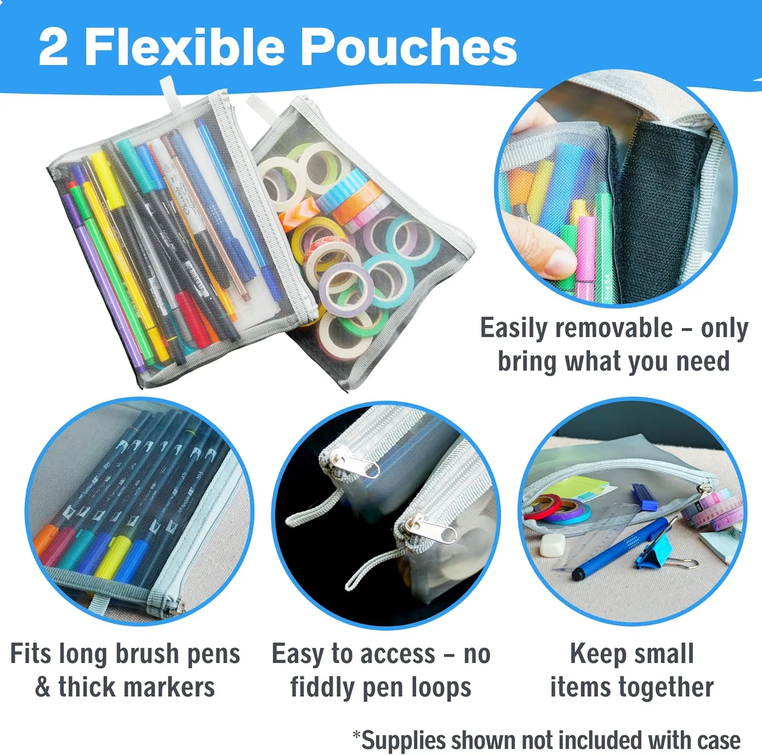 Journal Supplies Storage Case (Teal - Medium) - Custom Travel Organizer Holder for A5 Planner, Pens, Journal Supplies and Accessories (Case Only - Supplies Not Included)