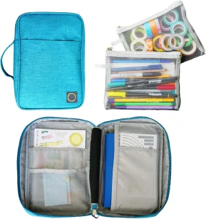 Journal Supplies Storage Case (Teal - Medium) - Custom Travel Organizer Holder for A5 Planner, Pens, Journal Supplies and Accessories (Case Only - Supplies Not Included)