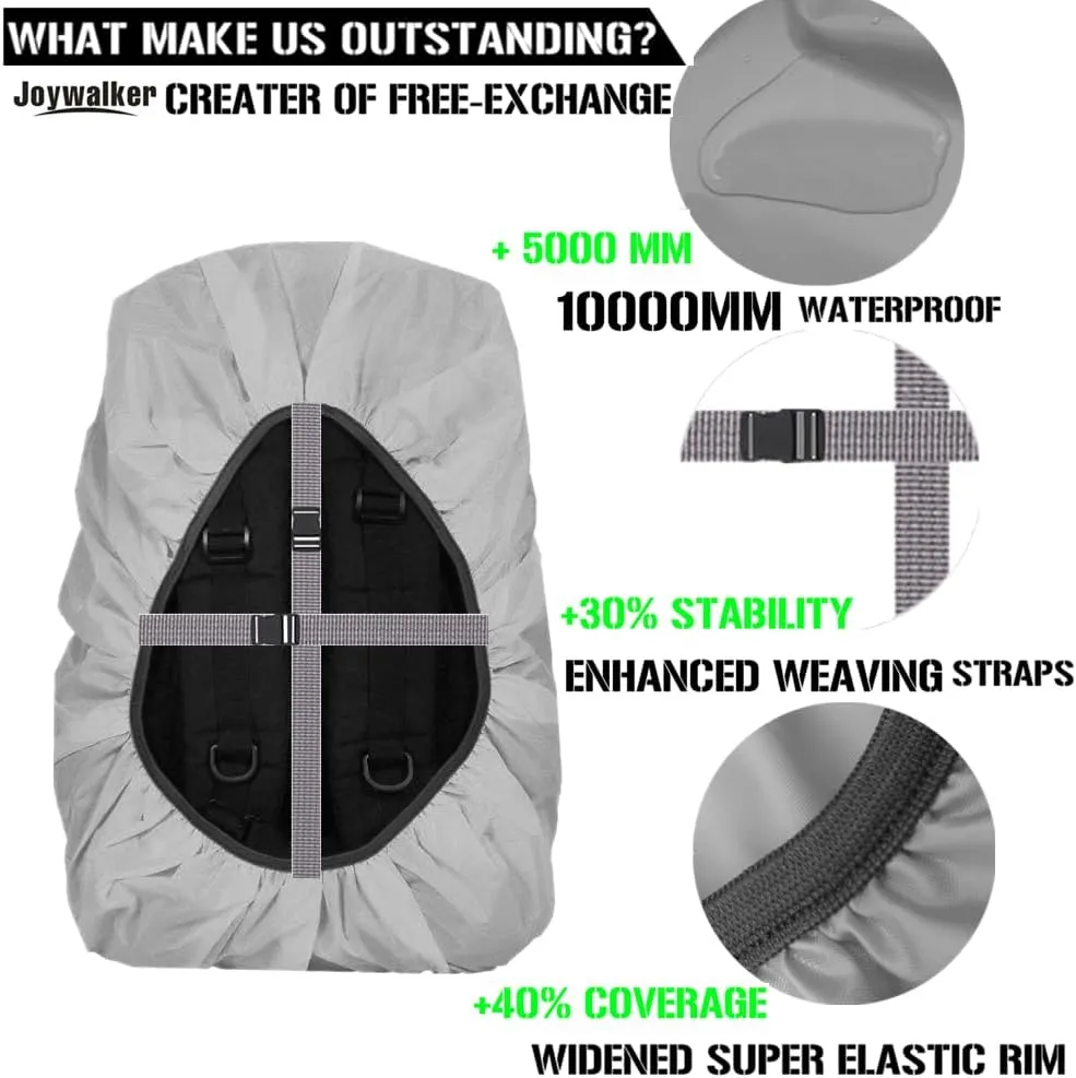 Joy Walker Waterproof Backpack Rain Cover, 10000mm Waterproof Level, Upgraded Anti-Slip Cross Buckle Straps, Four Strengthened Layers for Hiking Camping Traveling