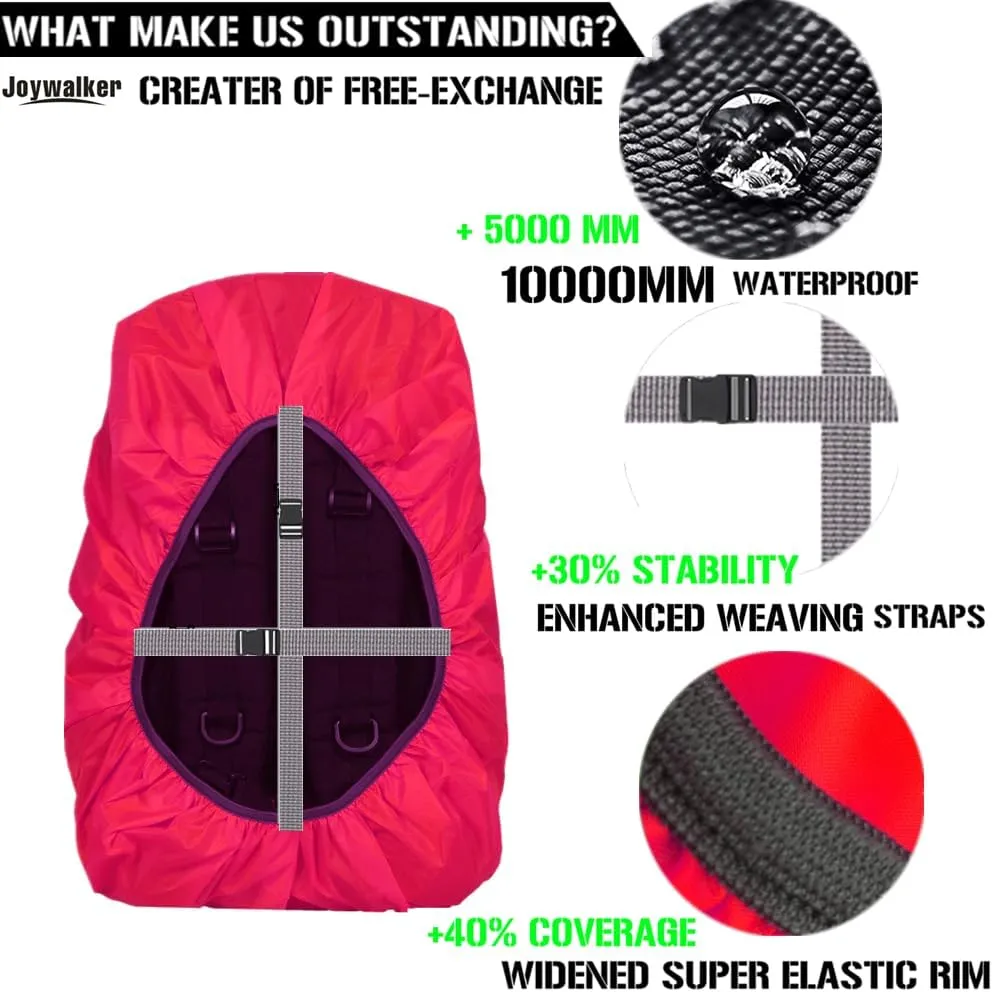 Joy Walker Waterproof Backpack Rain Cover, 10000mm Waterproof Level, Upgraded Anti-Slip Cross Buckle Straps, Four Strengthened Layers for Hiking Camping Traveling