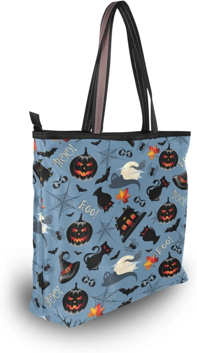 JSTEL Tote Bag for Women with Zipper,Polyester Tote Purse Holiday Tote Bag Work Handbag Women Gift